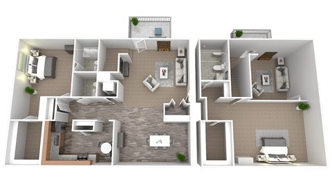 Floor plan for 2 beds, 2.5 baths, 1500 sqft